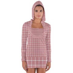 Abstrait Carreaux Rose/blanc Long Sleeve Hooded T-shirt by kcreatif