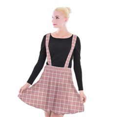 Abstrait Carreaux Rose/blanc Suspender Skater Skirt by kcreatif