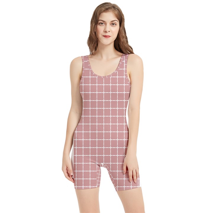 Abstrait carreaux rose/blanc Women s Wrestling Singlet