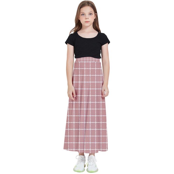 Abstrait carreaux rose/blanc Kids  Flared Maxi Skirt