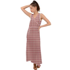 Abstrait Carreaux Rose/blanc V-neck Chiffon Maxi Dress by kcreatif