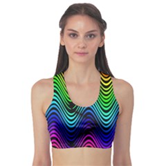 Abstract Rainbow Curves Pattern Sports Bra by Casemiro