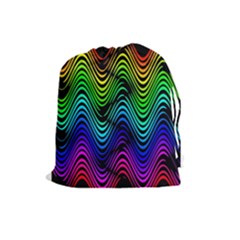 Abstract Rainbow Curves Pattern Drawstring Pouch (large) by Casemiro