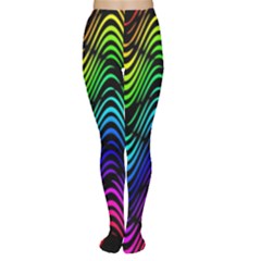 Abstract Rainbow Curves Pattern Tights