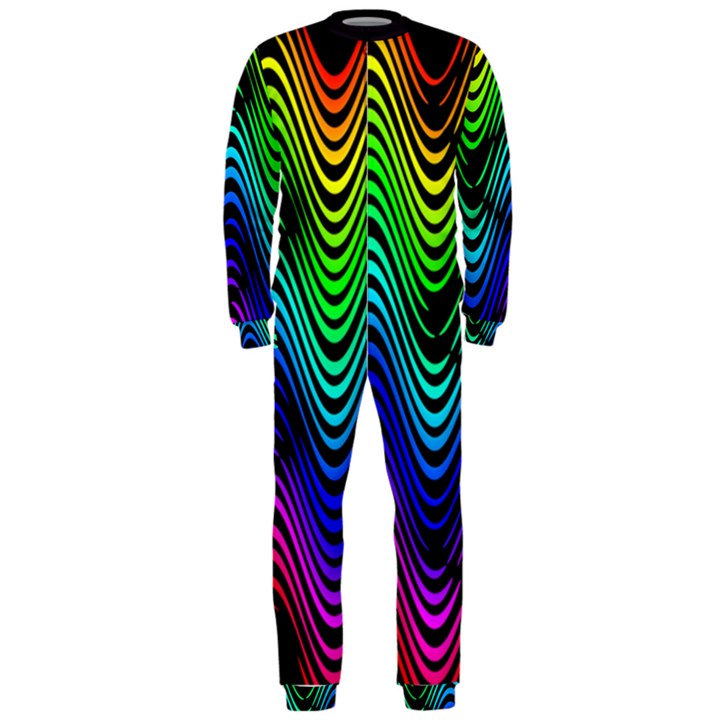 Abstract rainbow curves pattern OnePiece Jumpsuit (Men) 