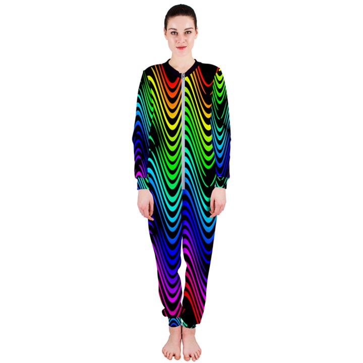 Abstract rainbow curves pattern OnePiece Jumpsuit (Ladies) 