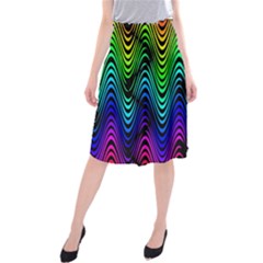 Abstract Rainbow Curves Pattern Midi Beach Skirt by Casemiro