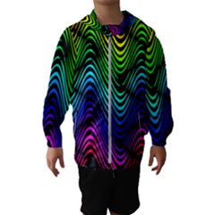 Abstract Rainbow Curves Pattern Kids  Hooded Windbreaker