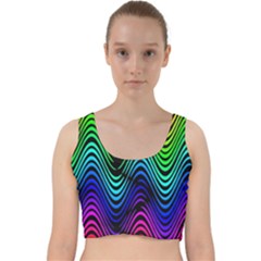 Abstract Rainbow Curves Pattern Velvet Racer Back Crop Top by Casemiro