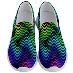 Abstract Rainbow Curves Pattern Men s Lightweight Slip Ons by Casemiro