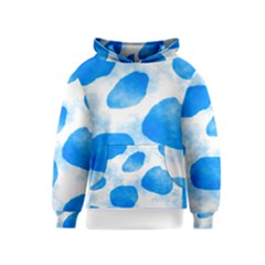 Cloudy Watercolor, Blue Cow Spots, Animal Fur Print Kids  Pullover Hoodie