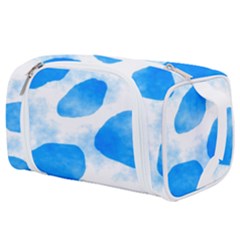 Cloudy Watercolor, Blue Cow Spots, Animal Fur Print Toiletries Pouch by Casemiro