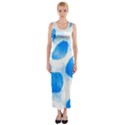 Cloudy watercolor, blue cow spots, animal fur print Fitted Maxi Dress View1