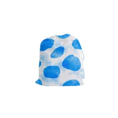 Cloudy Watercolor, Blue Cow Spots, Animal Fur Print Drawstring Pouch (xs) by Casemiro