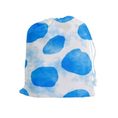 Cloudy Watercolor, Blue Cow Spots, Animal Fur Print Drawstring Pouch (xl) by Casemiro