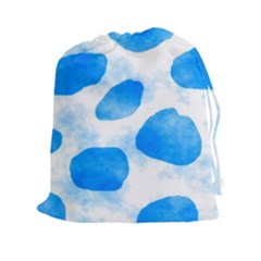 Cloudy Watercolor, Blue Cow Spots, Animal Fur Print Drawstring Pouch (2xl) by Casemiro