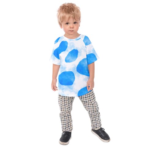 Cloudy Watercolor, Blue Cow Spots, Animal Fur Print Kids  Raglan Tee by Casemiro