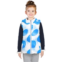 Cloudy Watercolor, Blue Cow Spots, Animal Fur Print Kids  Hooded Puffer Vest by Casemiro