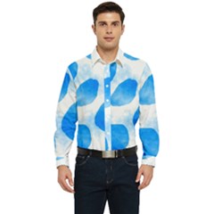 Cloudy Watercolor, Blue Cow Spots, Animal Fur Print Men s Long Sleeve  Shirt by Casemiro