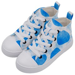 Cloudy Watercolor, Blue Cow Spots, Animal Fur Print Kids  Mid-top Canvas Sneakers by Casemiro