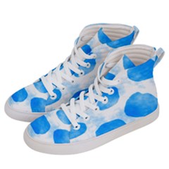 Cloudy Watercolor, Blue Cow Spots, Animal Fur Print Men s Hi-top Skate Sneakers by Casemiro