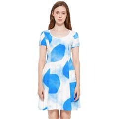 Cloudy Watercolor, Blue Cow Spots, Animal Fur Print Inside Out Cap Sleeve Dress by Casemiro