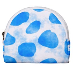 Cloudy Watercolor, Blue Cow Spots, Animal Fur Print Horseshoe Style Canvas Pouch by Casemiro