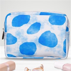 Cloudy Watercolor, Blue Cow Spots, Animal Fur Print Make Up Pouch (medium) by Casemiro