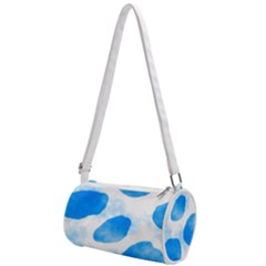 Cloudy Watercolor, Blue Cow Spots, Animal Fur Print Mini Cylinder Bag by Casemiro