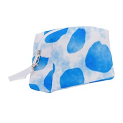 Cloudy Watercolor, Blue Cow Spots, Animal Fur Print Wristlet Pouch Bag (medium) by Casemiro