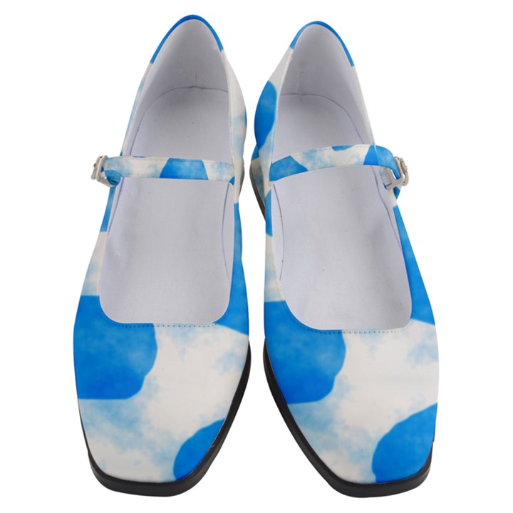 Cloudy watercolor, blue cow spots, animal fur print Women s Mary Jane Shoes