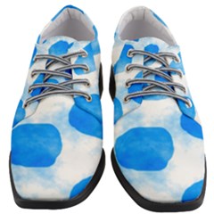 Cloudy Watercolor, Blue Cow Spots, Animal Fur Print Women Heeled Oxford Shoes by Casemiro