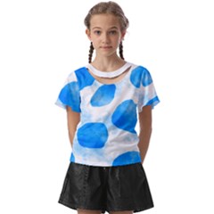 Cloudy Watercolor, Blue Cow Spots, Animal Fur Print Kids  Front Cut Tee by Casemiro