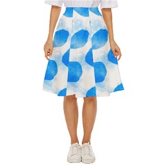 Cloudy Watercolor, Blue Cow Spots, Animal Fur Print Classic Short Skirt