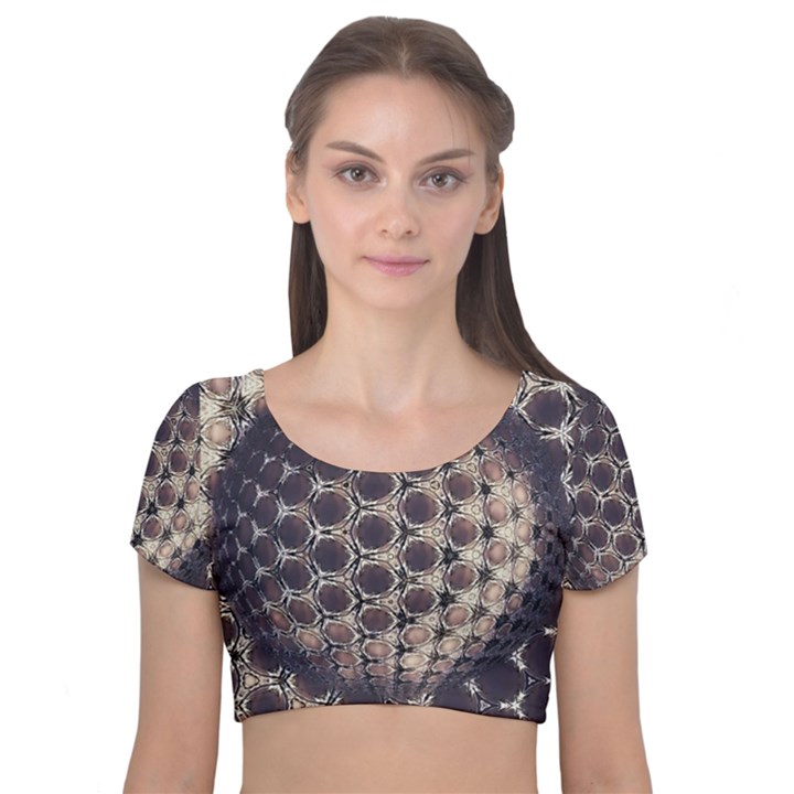 Trypophobia Velvet Short Sleeve Crop Top 