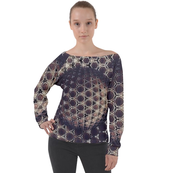 Trypophobia Off Shoulder Long Sleeve Velour Top