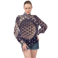 Trypophobia High Neck Long Sleeve Chiffon Top by MRNStudios