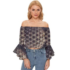 Trypophobia Off Shoulder Flutter Bell Sleeve Top by MRNStudios