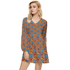 Pumpkin In Pumpkin Tiered Long Sleeve Mini Dress