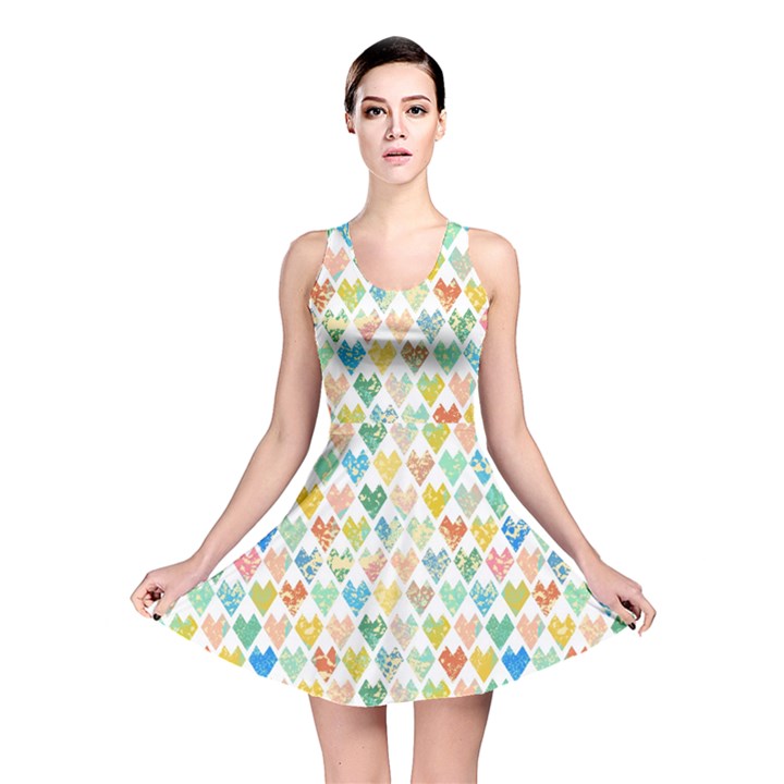 Multicolored Hearts Reversible Skater Dress