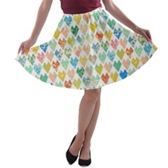 Multicolored Hearts A-line Skater Skirt by SychEva