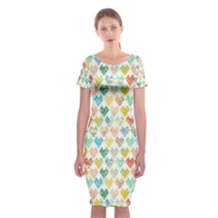 Multicolored Hearts Classic Short Sleeve Midi Dress by SychEva