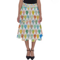 Multicolored Hearts Perfect Length Midi Skirt by SychEva