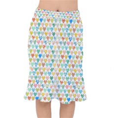 Multicolored Hearts Short Mermaid Skirt by SychEva