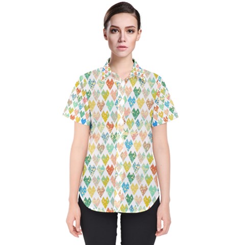 Multicolored Hearts Women s Short Sleeve Shirt by SychEva