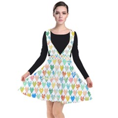 Multicolored Hearts Plunge Pinafore Dress by SychEva