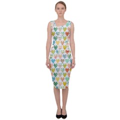 Multicolored Hearts Sleeveless Pencil Dress by SychEva