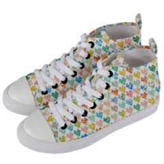 Multicolored Hearts Women s Mid-top Canvas Sneakers by SychEva