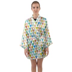 Multicolored Hearts Long Sleeve Satin Kimono by SychEva