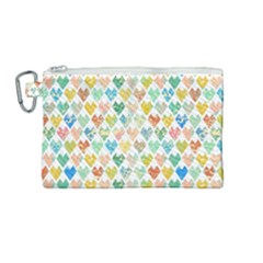 Multicolored Hearts Canvas Cosmetic Bag (medium) by SychEva